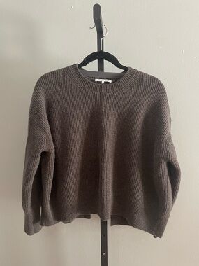 Helmut Lang Dark Brown Wool Cashmere Open Tulip Back Sweater Size XS
